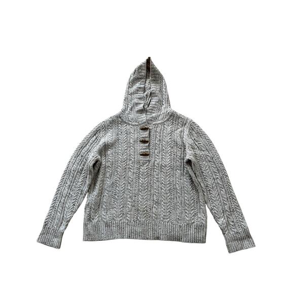 Eddie Bauer Women’s Wool & Cashmere Blend Hooded Cable Knit Fisherman Sweater XL - Picture 7 of 13